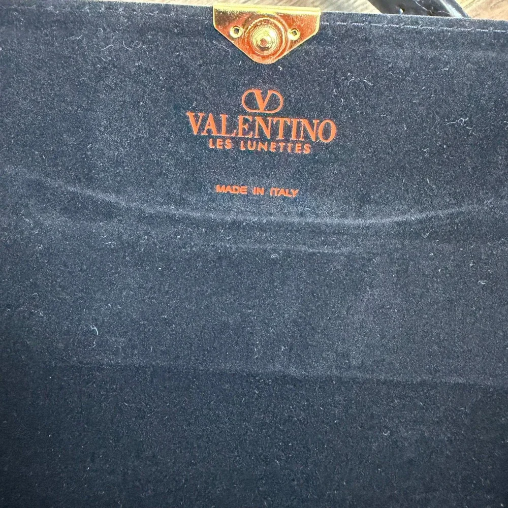 Valentino Les Lunettes Black Leather Eyeglass Case Gold Hardware Made in Italy - Picture 5 of 13